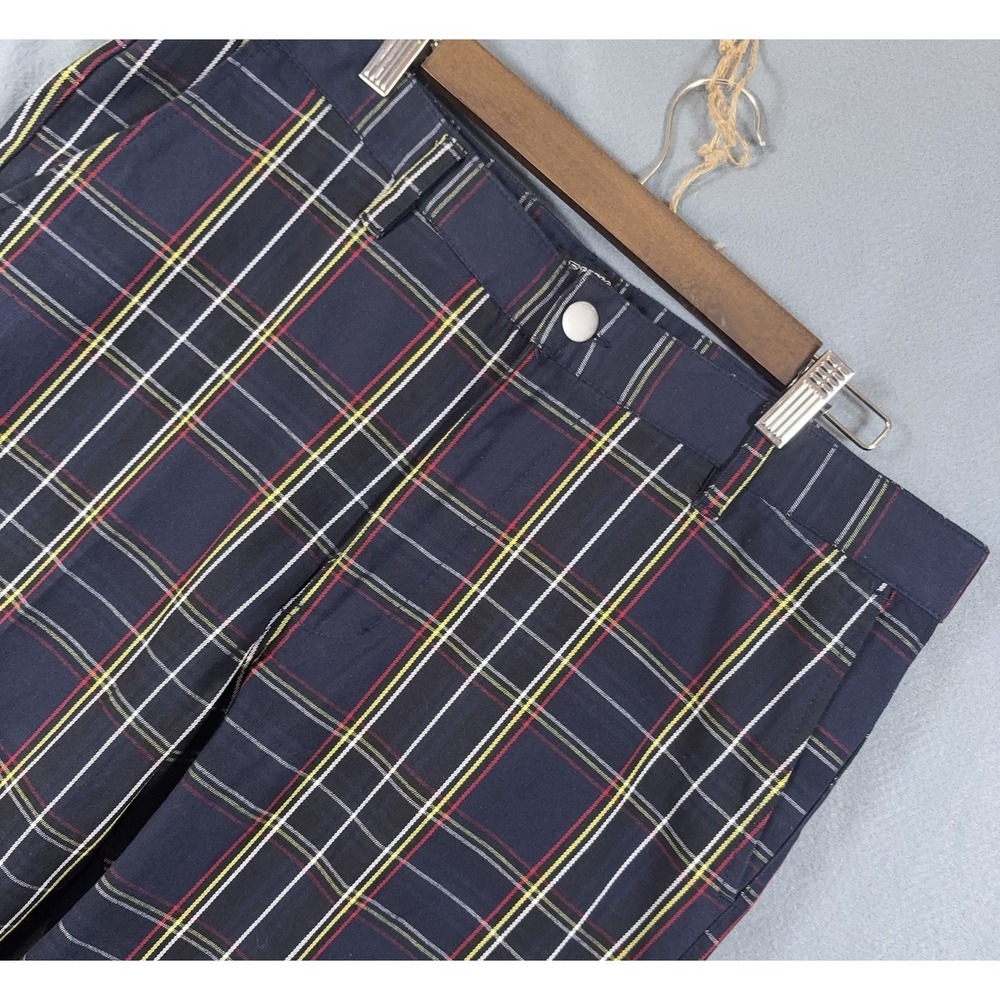 Elwood Golf Pants Mens Sz 36 Blue Slim Tartan Plaid Lightweight Stretch Pockets
